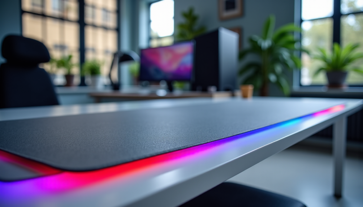 Prix d&rsquo;un desk mat XXL : textile, simili cuir et fonctions RGB